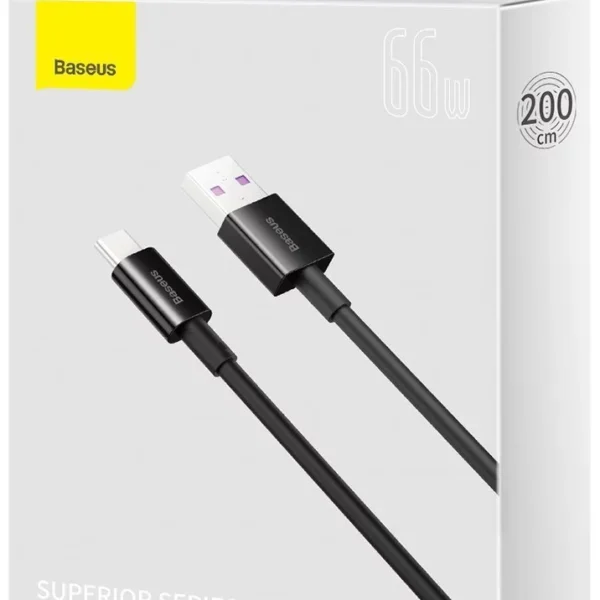 Baseus USB-A to USB-C Cable 66W 2 Meter Superior Black (CATYS-A01)