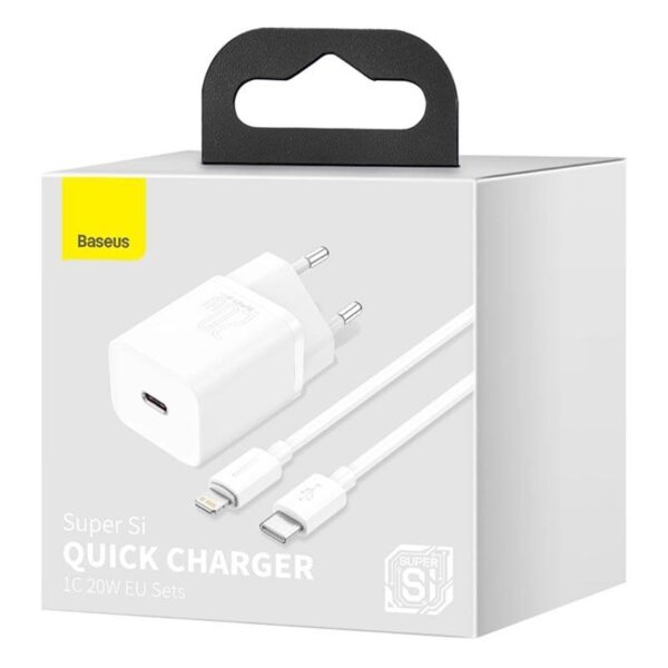 Baseus Super Si Quick Charger with USB-C to Lightning Cable 20W 1 Meter USB-C White (TZCCSUP-B02)