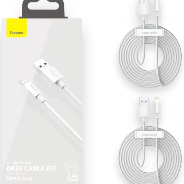 Baseus USB-A to Lighting Cable (2 pieces) 1.5 Meter 2.4A White (TZCALZJ-02)