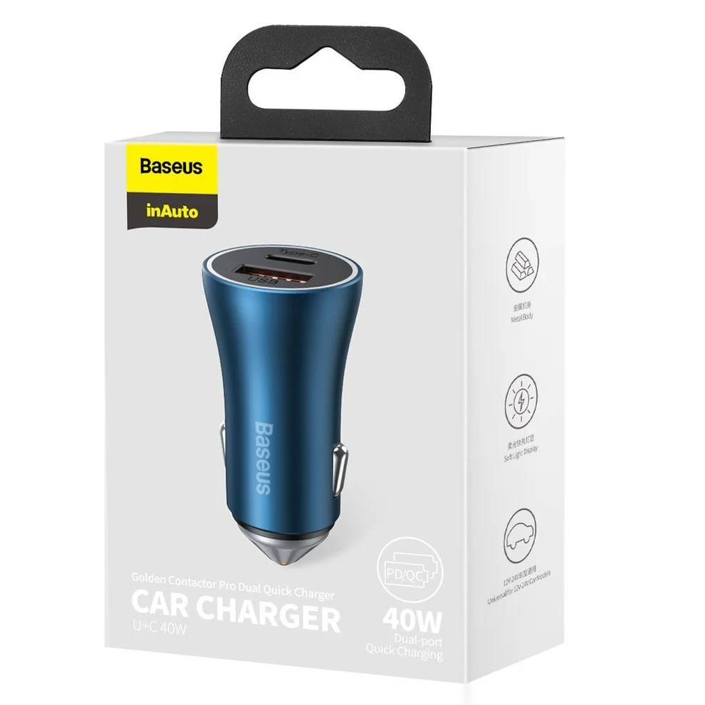 Baseus20Car20charger2040W_Quicksolutions.webp Baseus Golden Contactor Pro Car Charger 40W USB-A & USB-C Blue (CCJD-03) - Afbeelding 1