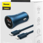 Baseus Golden Contactor Pro Car Charger with USB-C to Lightning Cable 40W 1 Meter Blue (TZCCJD-B03)