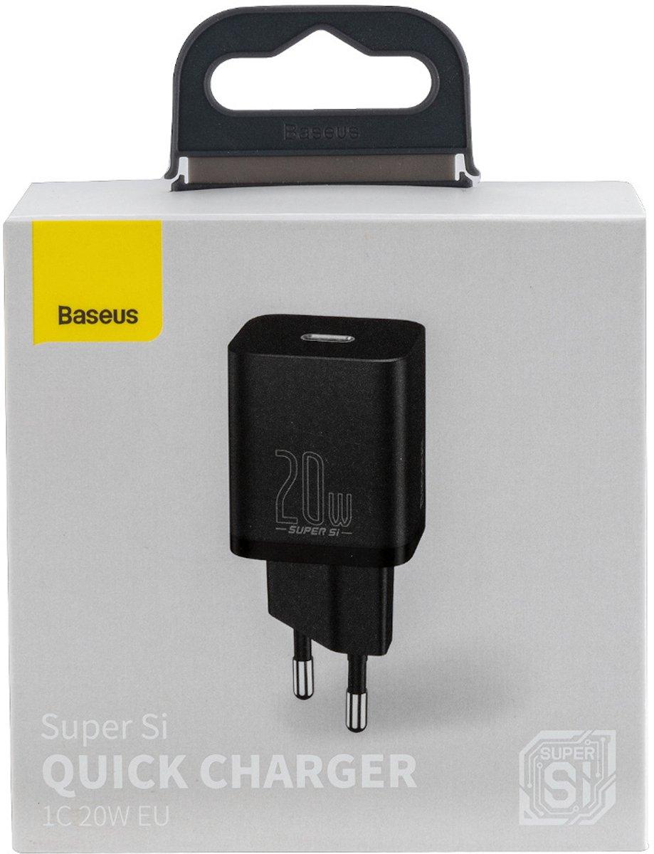 baseus20quick20charger_quicksolutions.jpg Baseus Super Si Quick Charger 20W USB-C Black (CCCJGCE) - Afbeelding 1